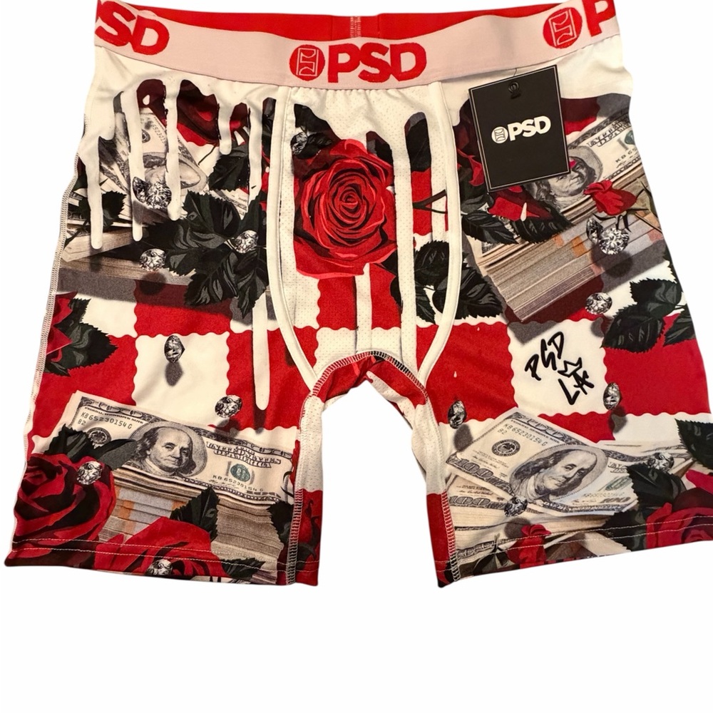 PSD Men's Bold Red and White Graphic Boxer Briefs